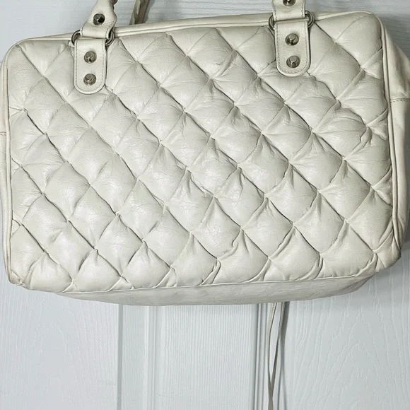 Balenciaga White Quilted Satchel with Pouch